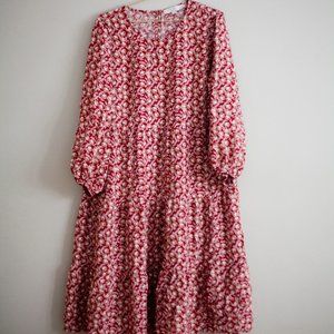 Loft Plus 16 prairie red floral flowy cottagecore grandmacore NWOT bishop midi